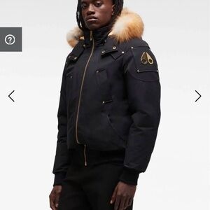 Moose Knuckles Black Bomber Jacket with Fur Trim
